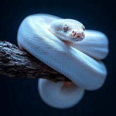 Fototapeta premium Albino python coiled on branch