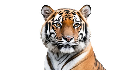 Fototapeta premium Tiger Portrait with Intense Gaze, Wildlife Isolated, cut out transparent