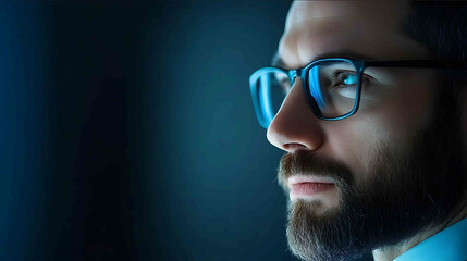 Business consultant reviewing stock projections on futuristic touchscreen display professional atmosphere