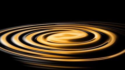 Fototapeta premium Circular Ripples in golden hues abstract and captivating pattern against stark black backdrop
