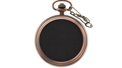 Antique Copper Pocket Watch with Chain, cut out transparent