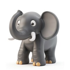 Obraz premium Cute cartoon elephant toy stands alert.