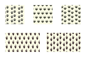 Bundle seamless pattern with racoon, rat, and beaver footprints. Animal footprints seamless pattern collection © Zeronineee