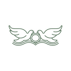 Logo design of doves in monoline style, symbolizing peace, love, and harmony, often with simple, clean lines and a minimalist approach.

