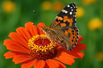 Butterfly on a brightly colored flower	
