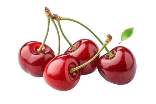 red cherries isolated on transparent  white background Ai generate.