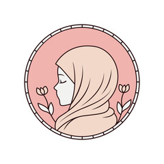 Logo design of a woman wearing a hijab, symbolizing modesty, cultural identity, and empowerment, often with a minimalist and elegant style.

