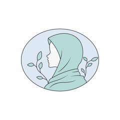Logo design of a woman wearing a hijab, symbolizing modesty, cultural identity, and empowerment, often with a minimalist and elegant style.

