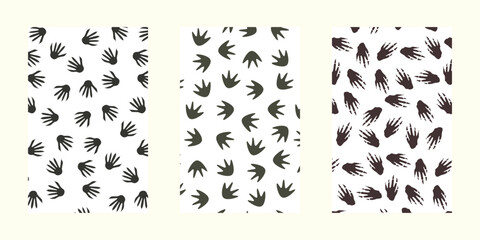 bundle simple seamless pattern with racoon, rat and beaver footprints. Animal footprints seamless pattern collection © Zeronineee