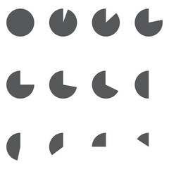 Circle pie chart. 2,3,4,5,6,7,8,9,10,11,12 sections or steps. Flat process cycle. Progress sectors.