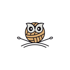 Logo design of a knitting mascot, symbolizing craftsmanship, creativity, and warmth, often featuring fun, playful elements with a cozy, inviting style.

