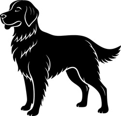 golden retriever simple black silhouette, Black silhouette vector icon, silhouette illustration, Animal silhouette