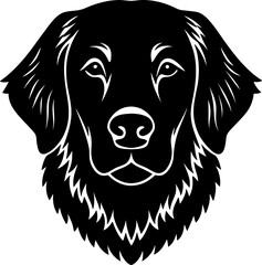 golden retriever head simple black silhouette, Black silhouette vector icon, silhouette illustration, Animal silhouette