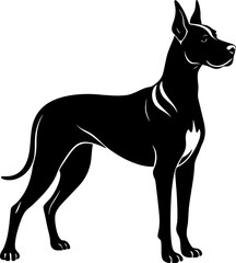  great dane simple black silhouette, Black silhouette vector icon, silhouette illustration, Animal silhouette