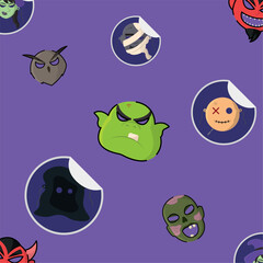 Halloween monster sticker pattern Vector