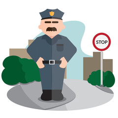 Isolated policeman professions cartoon illustration