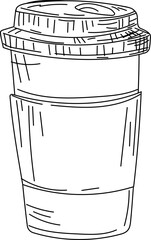 Reusable coffee cup hand-drawn coffee sketch vector illustration