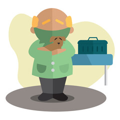 Isolated teacher professions cartoon illustration