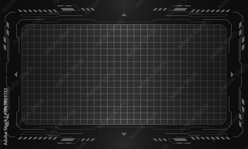 Poster Grey HUD frames. Vector futuristic user interface. Modern technology digital control panel design. Vector illustration