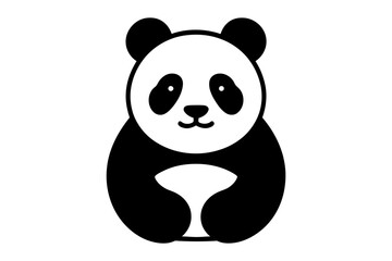 Cute panda bear illustration black and white art
