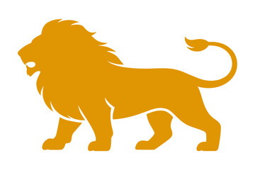 Golden lion silhouette majestic animal illustration
