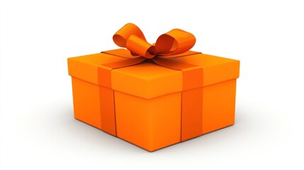 Naklejka premium Orange gift box with a ribbon bow