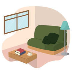 Isolated living room hygge illustation