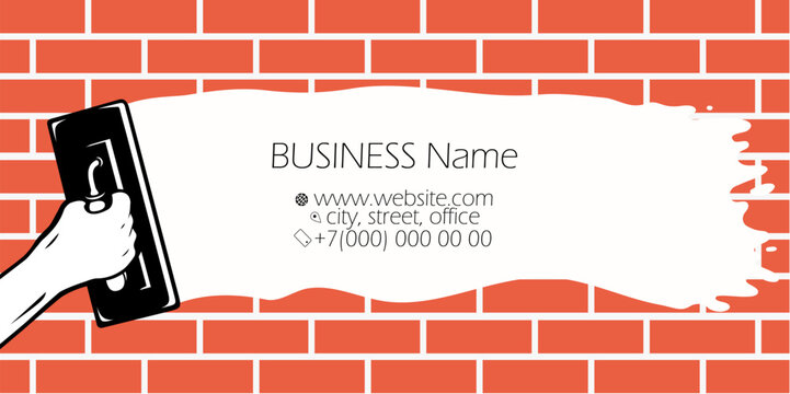 Business card plasterer concept with bricks and trowel