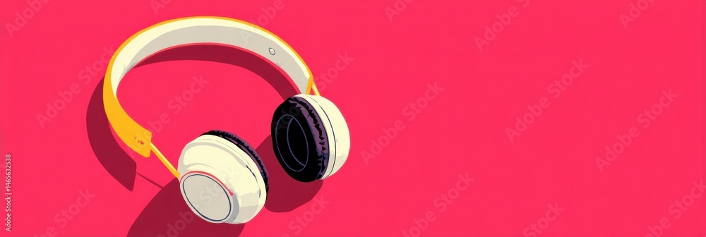 Aufkleber wired headphones in flat illustration with vibrant colors and ample free space for design generative