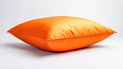 Orange satin cushion.  A vibrant orange, rectangular, satin pillow, well-made,  ideal for home decor