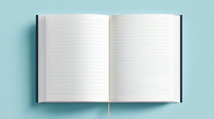 Minimalist Blank Notebook on Blue Background