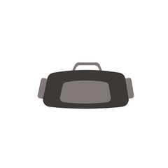 Black sports duffel bag icon. Vector
