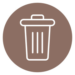Minimalist Line Art Dustbin Circle Icon