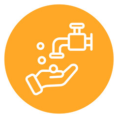 Minimalist Line Art Washing Hands Circle Icon