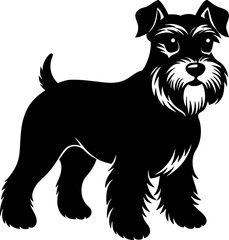 miniature schnauzer simple black silhouette, Black silhouette vector icon, silhouette illustration, Animal silhouette