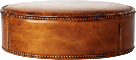 Classic Round Leather Footstool