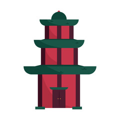 Red green Chinese pagoda. Vector