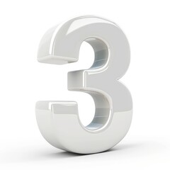 Naklejka premium Glossy, reflective three-dimensional number three.