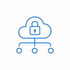cloud lock security icon sign vector