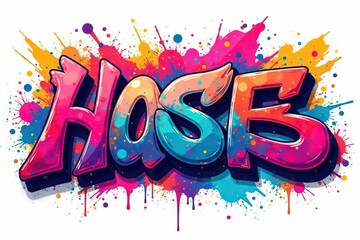 Abstract hip hop graffiti elements isolated on white, bright, mural, street