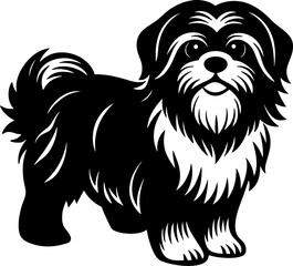 shih tzu simple black silhouette, Black silhouette vector icon, silhouette illustration, Animal silhouette