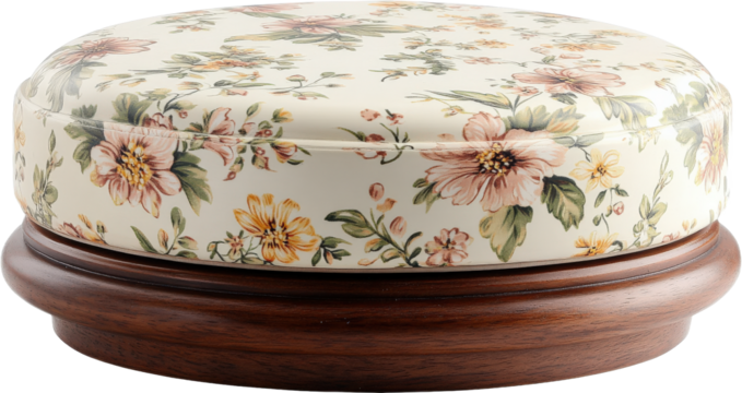 Floral Pattern Decorative Rotating Footstool
