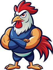  Athletic Mascot Cock Character for Logo Design on White Background.