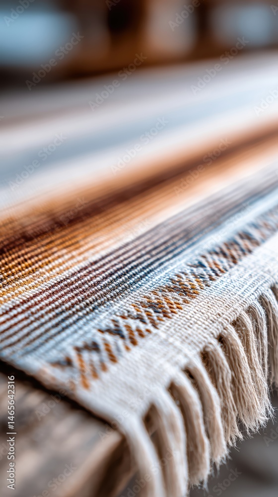 Poster woven textile features earthy tones on a soft matte background for a captivating look