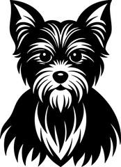 yorkshire terrier  simple black silhouette, Black silhouette vector icon, silhouette illustration, Animal silhouette