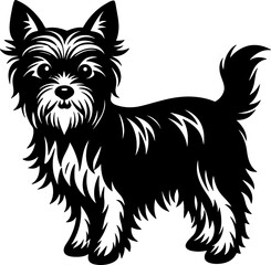 yorkshire terrier  simple black silhouette, Black silhouette vector icon, silhouette illustration, Animal silhouette