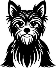 yorkshire terrier  simple black silhouette, Black silhouette vector icon, silhouette illustration, Animal silhouette