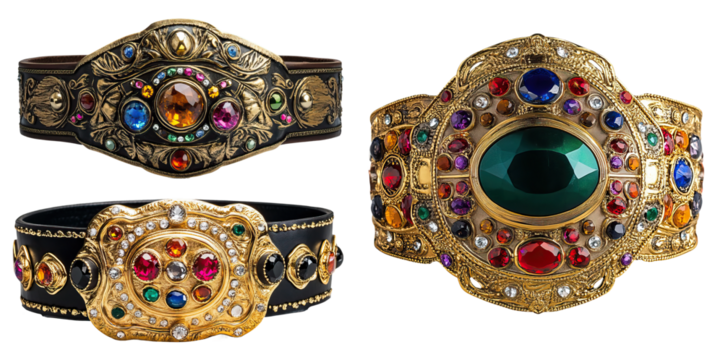 Professional wrestling championship belt with gemstones on white