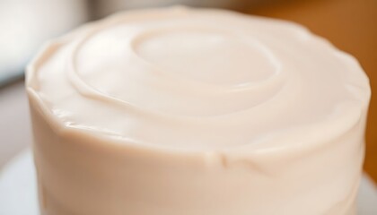 close up of a frosted cake on a plate