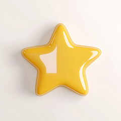 Bright yellow glossy 3D star with a smooth, reflective surface. Minimalistic design perfect for icons, digital elements, and decorative concepts.